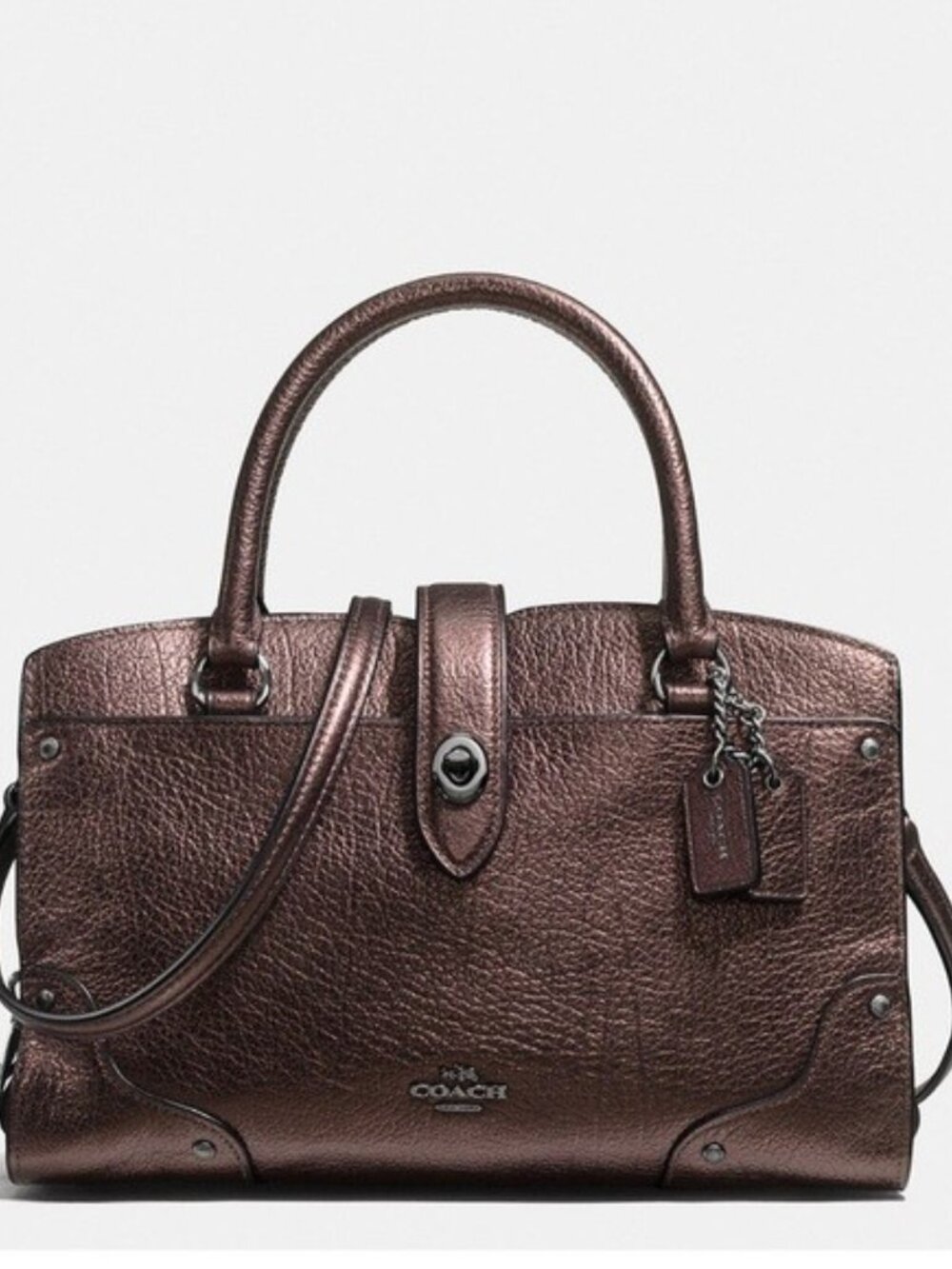 Like New Coach Mercer Copper/Brown Metallic Shoulder Bag Handbag Purse